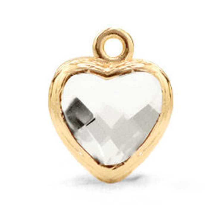 Afbeeldingen van Bedel of hanger Heart Crystal-gold