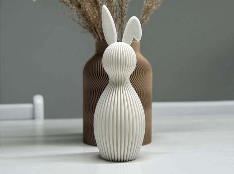 Afbeeldingen van Konijn met gebogen oor - ivoorwit - 21cm