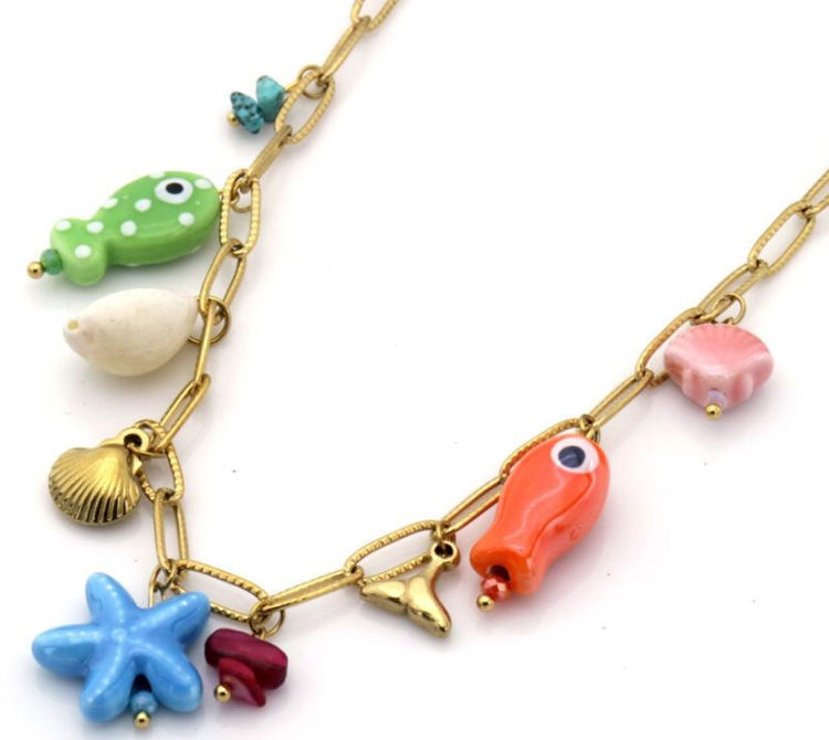Afbeeldingen van RVS Ketting met gekleurde seastar – Zomerse Vibes