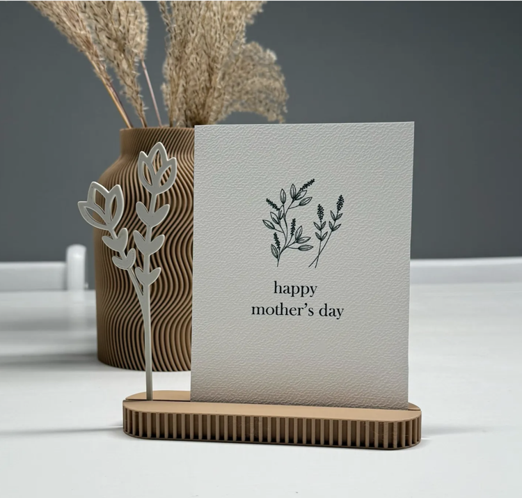 Afbeeldingen van Foto- & Kaarthouder met bloem – Perfect Cadeau - Latte Brown-Jade Wit