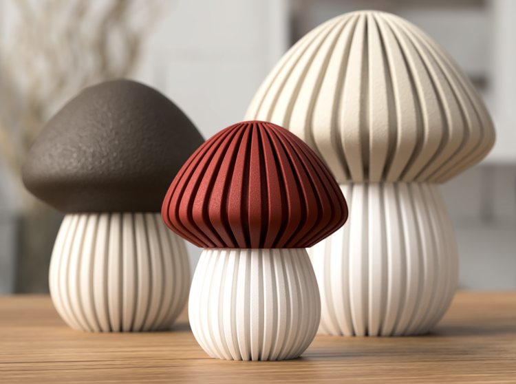 Afbeeldingen van 3D-geprinte Paddenstoel – Sfeervolle Decoratie  - glad deksel - ca. 12 cm