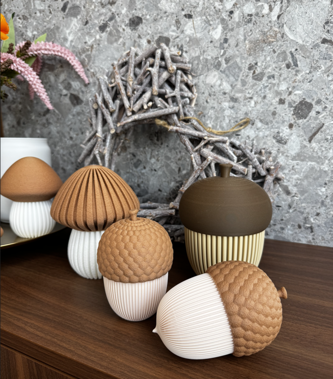 Afbeeldingen van 3D-geprint Eikelpotje – Decoratief & Functioneel- KLEIN