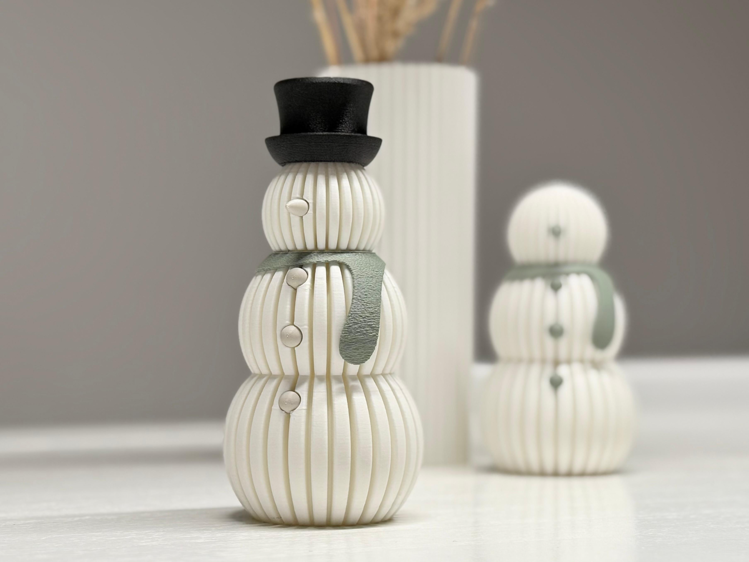 Afbeeldingen van Moderne minimalistische sneeuwman – 3D-geprinte kerstdecoratie met LED-theelicht optie