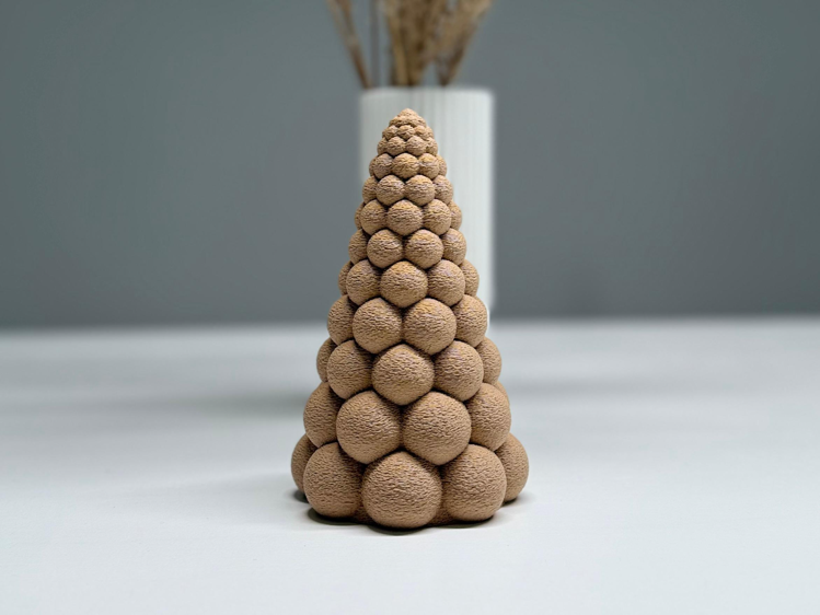 Afbeeldingen van Moderne kerstboom met bubbeltjes- 15cm-Latte Brown