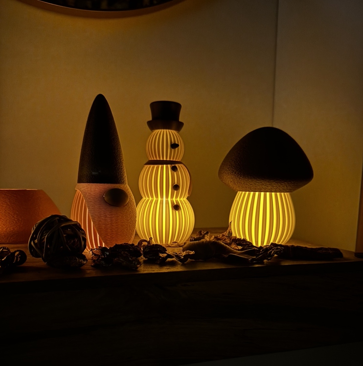 Afbeeldingen van Moderne minimalistische sneeuwman – kerstdecoratie met LED-theelicht optie- Roze en Bronze accenten