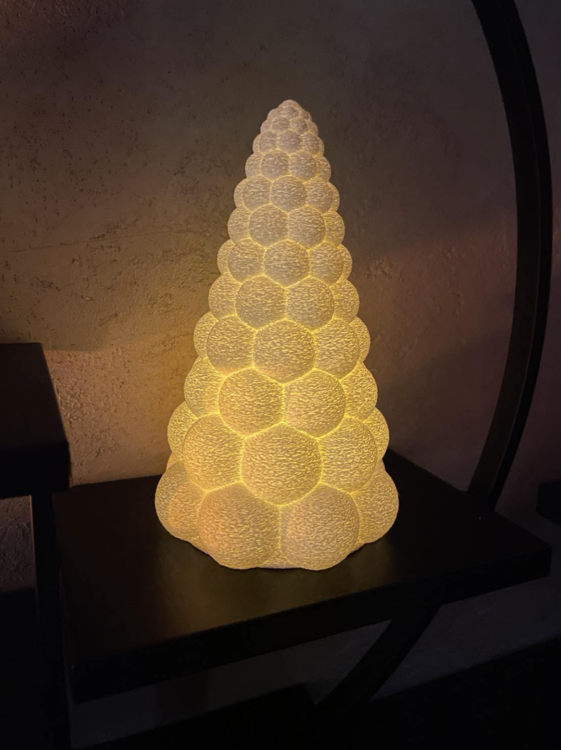 Afbeeldingen van Moderne kerstboom met bubbeltjes- 21cm-Beige