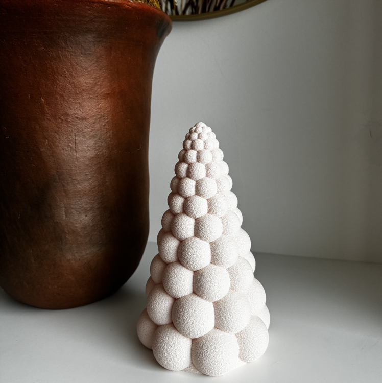 Afbeeldingen van Moderne kerstboom met bubbeltjes- 21cm-Beige