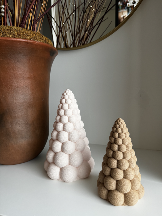 Afbeeldingen van Moderne kerstboom met bubbeltjes- 15cm-Latte Brown