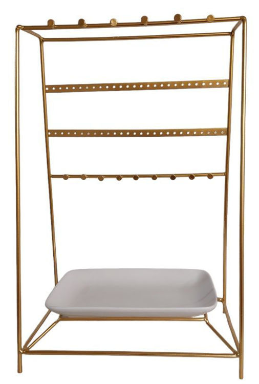 Afbeeldingen van Prachtige sieraden houder van metaal en porselein