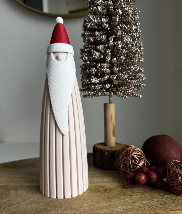 Afbeeldingen van Moderne 3D-geprinte Kerstman – Kerstdecoratie met LED-theelicht Optie - 22cm