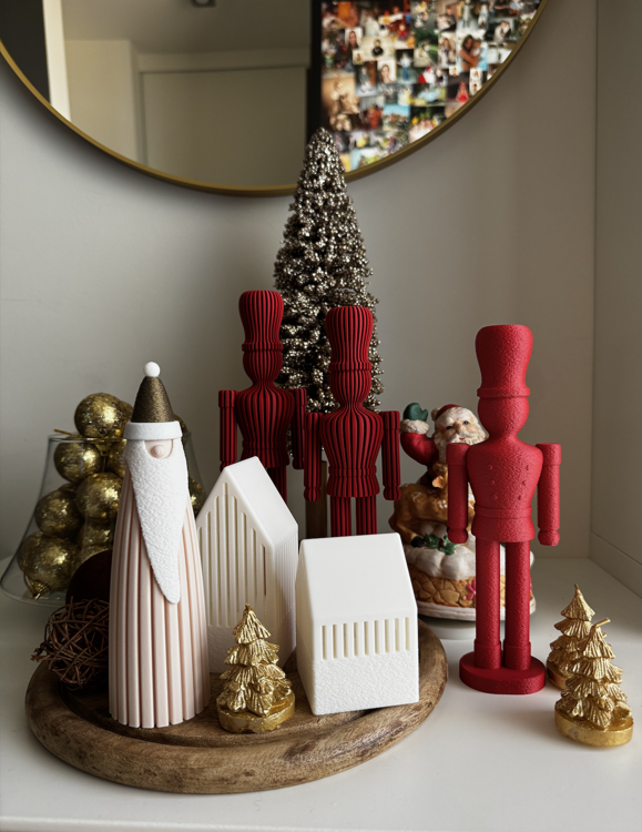 Afbeeldingen van Moderne 3D-geprinte Kerstman – Minimalistische Kerstdecoratie met LED-theelicht Optie- 15cm