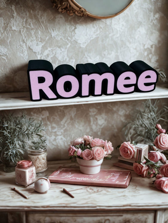 Afbeeldingen van Gepersonaliseerde 3D-geprinte naam / woorddecoratie – Zwart en Cyaan blauw - Duurzaam PLA