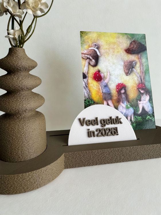 Afbeeldingen van Fotohouder met vaasje voor droogbloemen – persoonlijk cadeau met kaartje