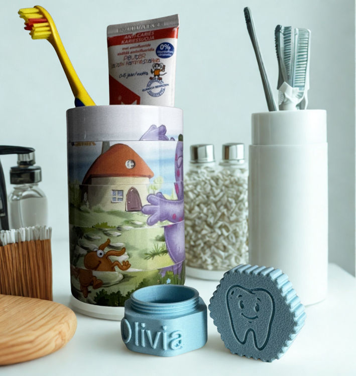 Afbeeldingen van Tandendoosje – Personaliseerbaar met Naam | Duurzaam PLA | Lokaal Gemaakt in Mol