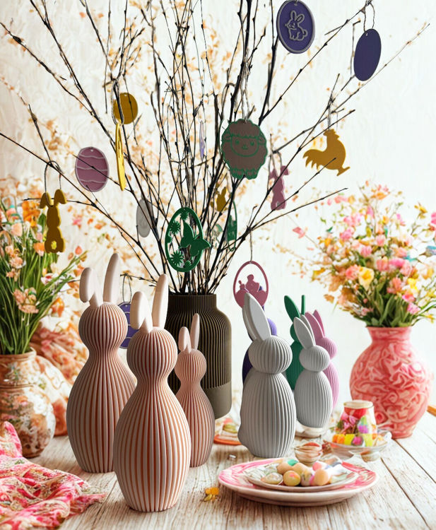 Afbeeldingen van Konijn met gebogen oor - ivoorwit - 21cm