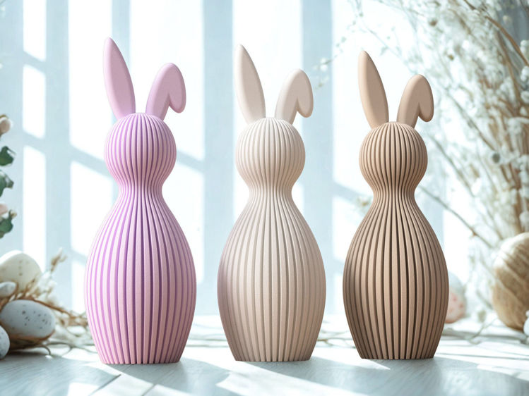 Afbeeldingen van Konijn met gebogen oor - ivoorwit - 21cm