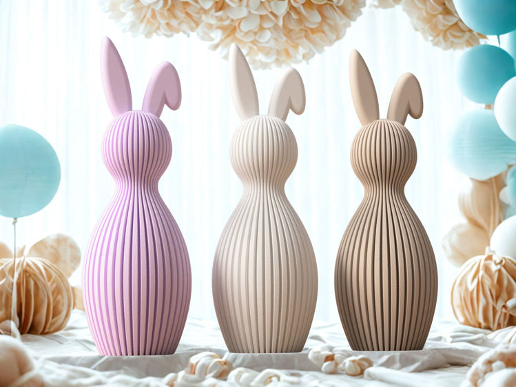 Afbeeldingen van Konijn met gebogen oor - ivoorwit - 21cm