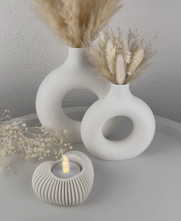 Afbeeldingen van Hartvormige led-theelichthouder – 3D-geprint | Japandi woondecoratie