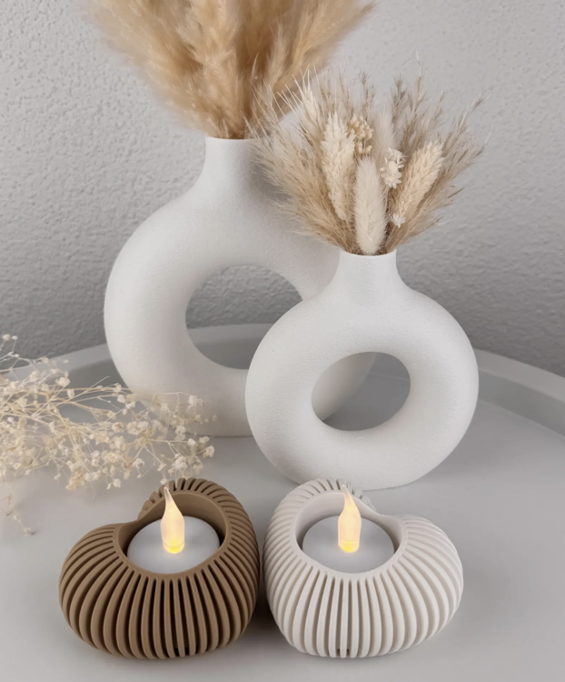 Afbeeldingen van Hartvormige led-theelichthouder – 3D-geprint | Japandi woondecoratie