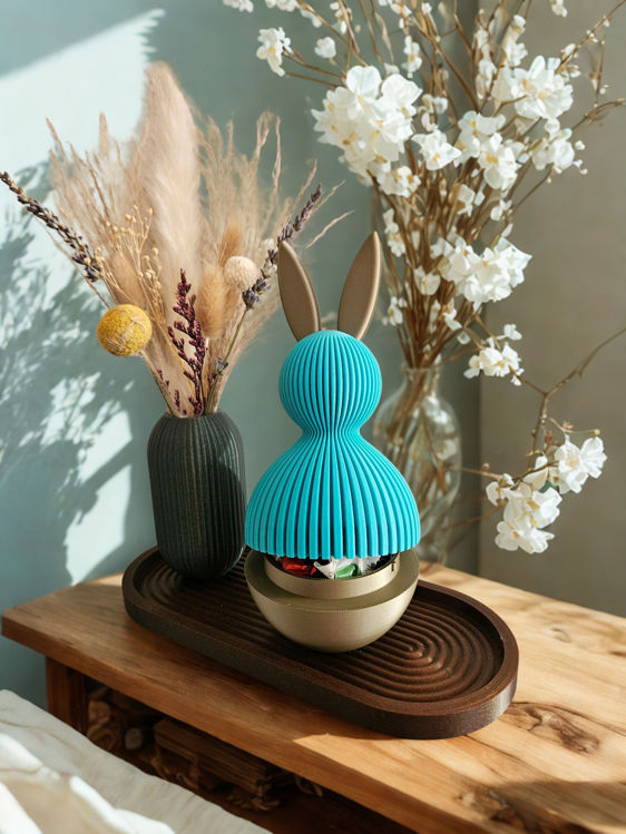 Afbeeldingen van Moderne Japandi paashaas- container - 17cm