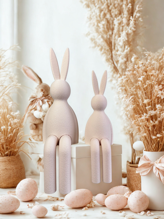 Afbeeldingen van Minimalistische Japandi Paashaas Decoratie – Zittend Konijn met draaibare benen - 15cm
