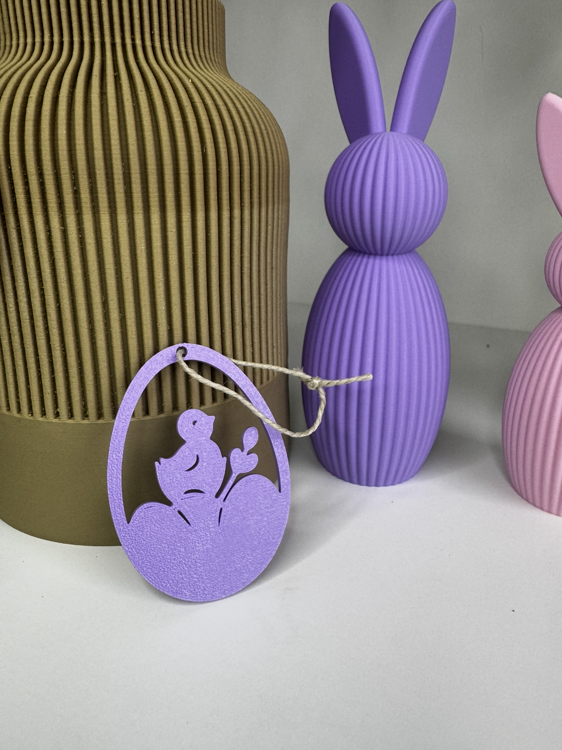 Afbeeldingen van 3D-geprinte decoratie – set paashangers - in vrolijke kleuren - uitgesneden - contour