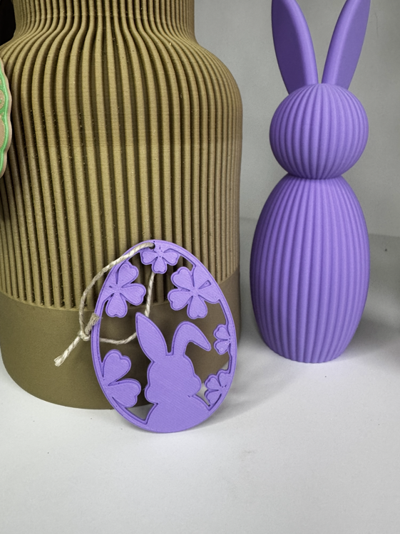 Afbeeldingen van 3D-geprinte decoratie – set paashangers - in vrolijke kleuren - uitgesneden - contour