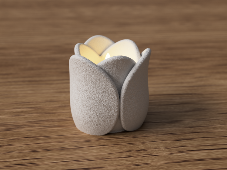 Afbeeldingen van Theelichthouder Tulp – 3D-geprint decoratief bloemdesign