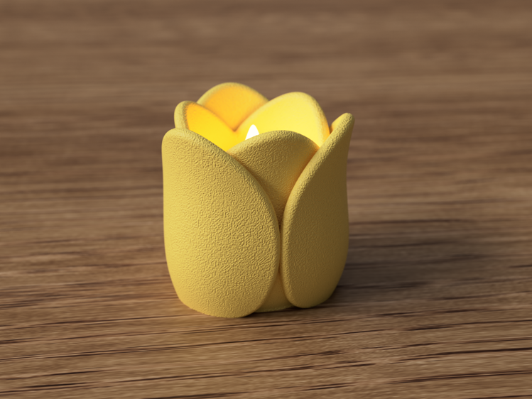 Afbeeldingen van Theelichthouder Tulp – 3D-geprint decoratief bloemdesign