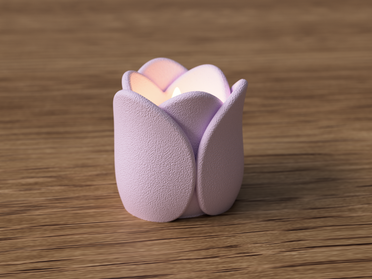 Afbeeldingen van Theelichthouder Tulp – 3D-geprint decoratief bloemdesign