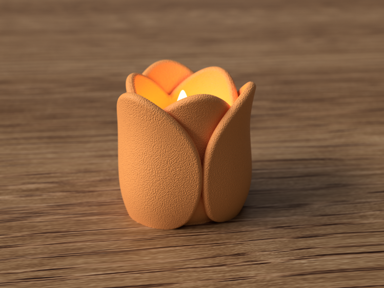 Afbeeldingen van Theelichthouder Tulp – 3D-geprint decoratief bloemdesign