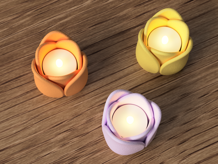 Afbeeldingen van Theelichthouder Tulp – 3D-geprint decoratief bloemdesign