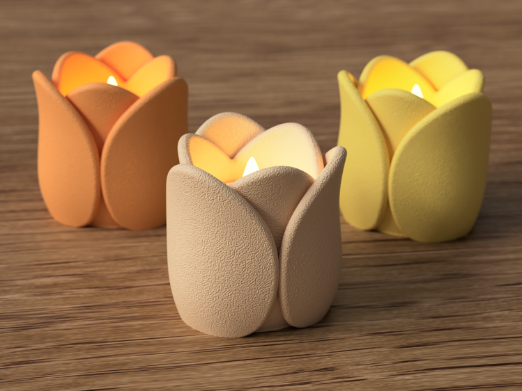 Afbeeldingen van Theelichthouder Tulp – 3D-geprint decoratief bloemdesign