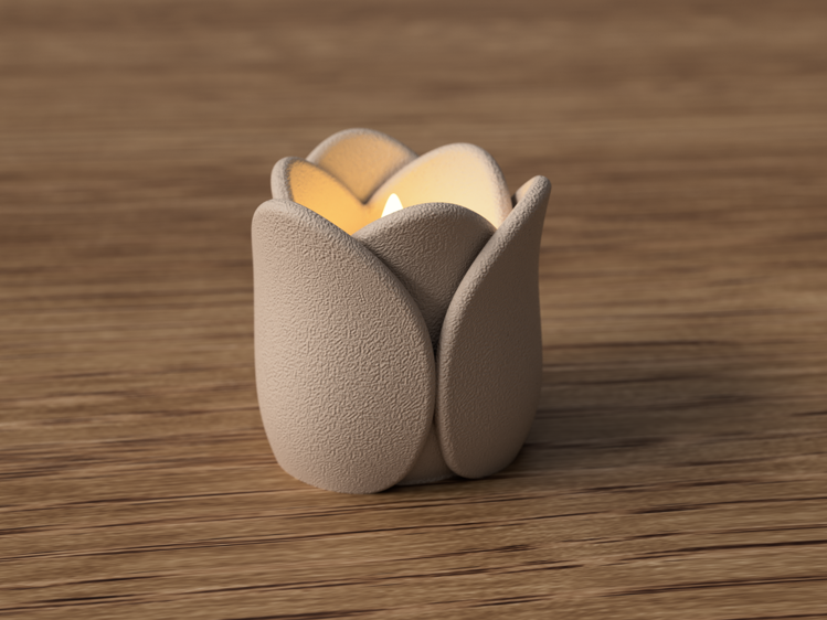 Afbeeldingen van Theelichthouder Tulp – 3D-geprint decoratief bloemdesign