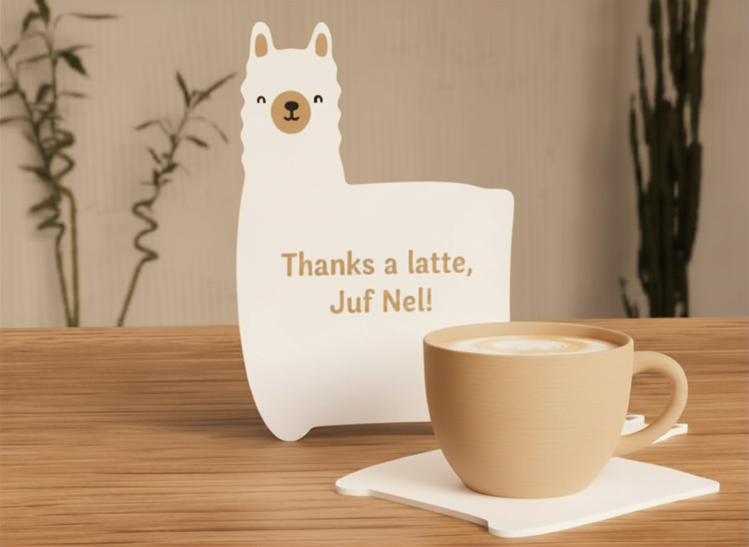 Afbeeldingen van Gepersonaliseerde Alpaca Onderzetter - Thanks a latte