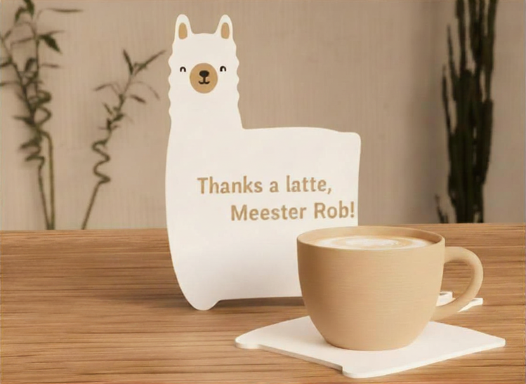 Afbeeldingen van Gepersonaliseerde Alpaca Onderzetter - Thanks a latte