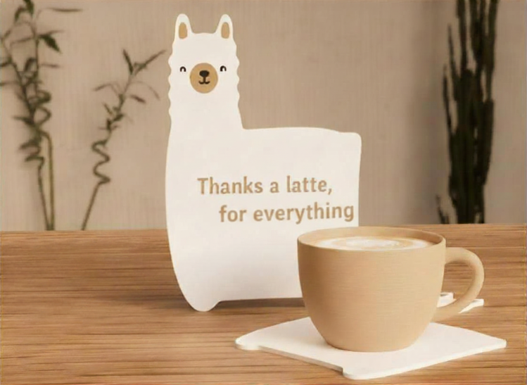 Afbeeldingen van Gepersonaliseerde Alpaca Onderzetter - Thanks a latte