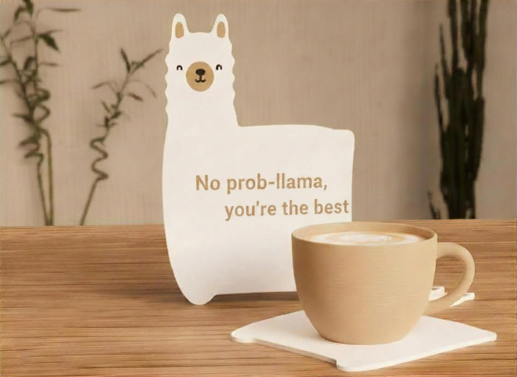 Afbeeldingen van Gepersonaliseerde Alpaca Onderzetter - Thanks a latte