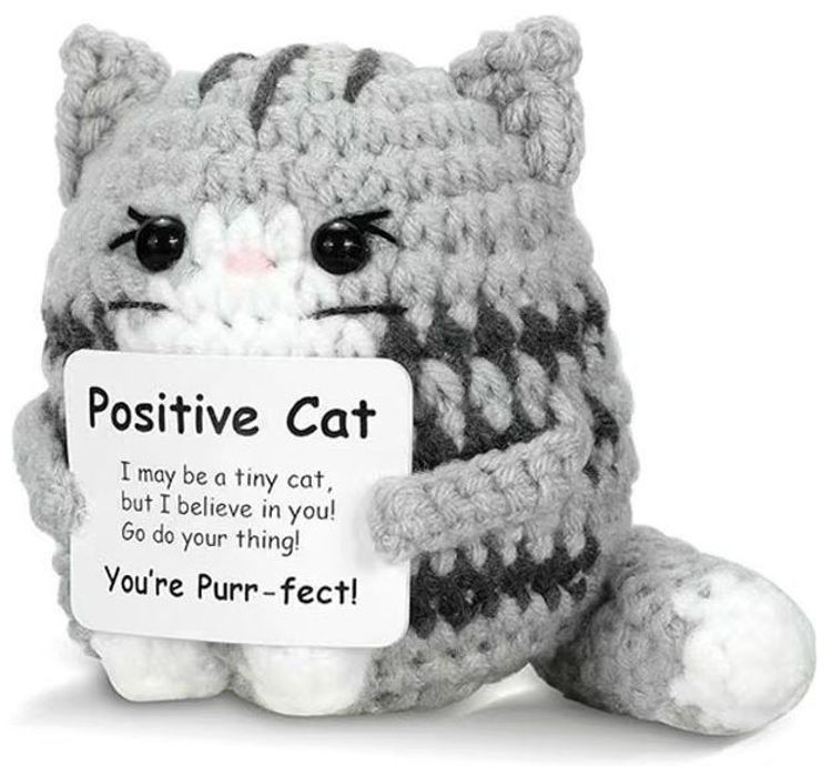 Afbeeldingen van Knitted Positive Cat - 8cm
