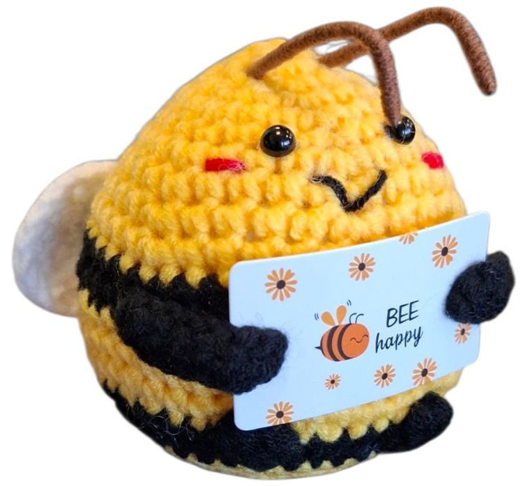 Afbeeldingen van Knitted Positive Bee - 8cm - Bee Happy