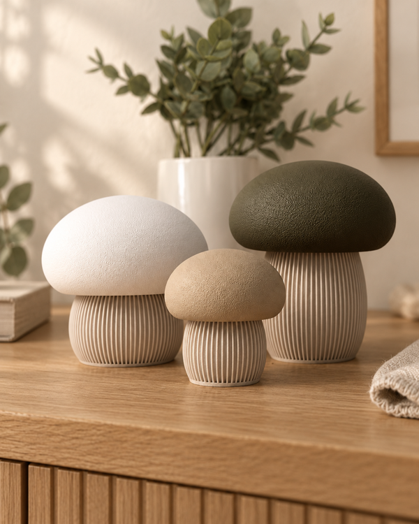 Afbeeldingen van Paddenstoelen met schroefdeksels | Herfstdecoratie | 3D-print | Decoratieve opbergbak | Moderne Scandinavische opbergruimte | Klein