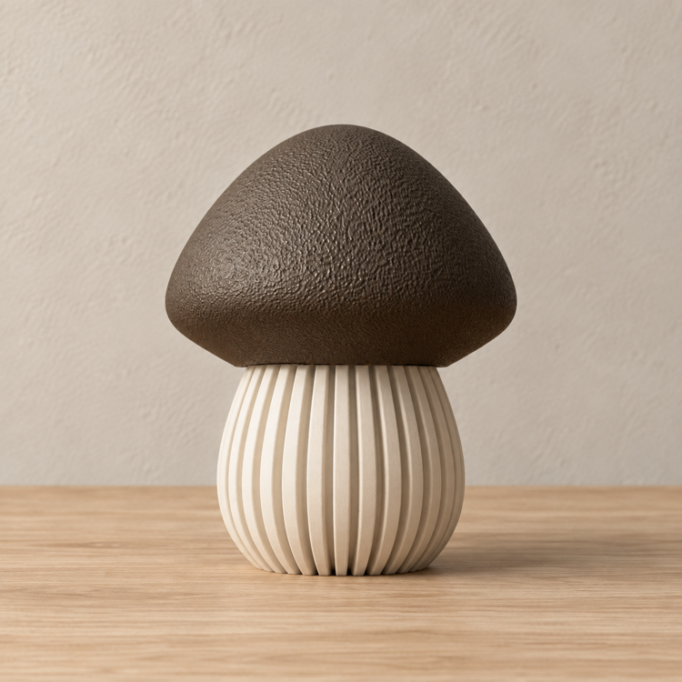 Afbeeldingen van 3D-geprinte Paddenstoel – Sfeervolle Decoratie  - glad deksel - ca. 12 cm
