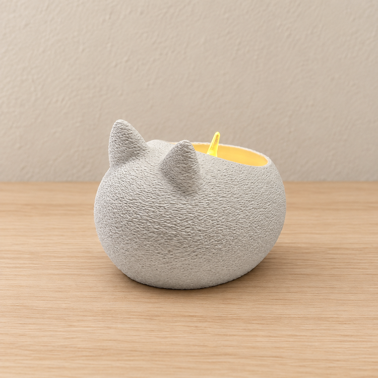 Afbeeldingen van Kat Theelichthouder – 3D-geprint sfeerlichtje in katten vorm