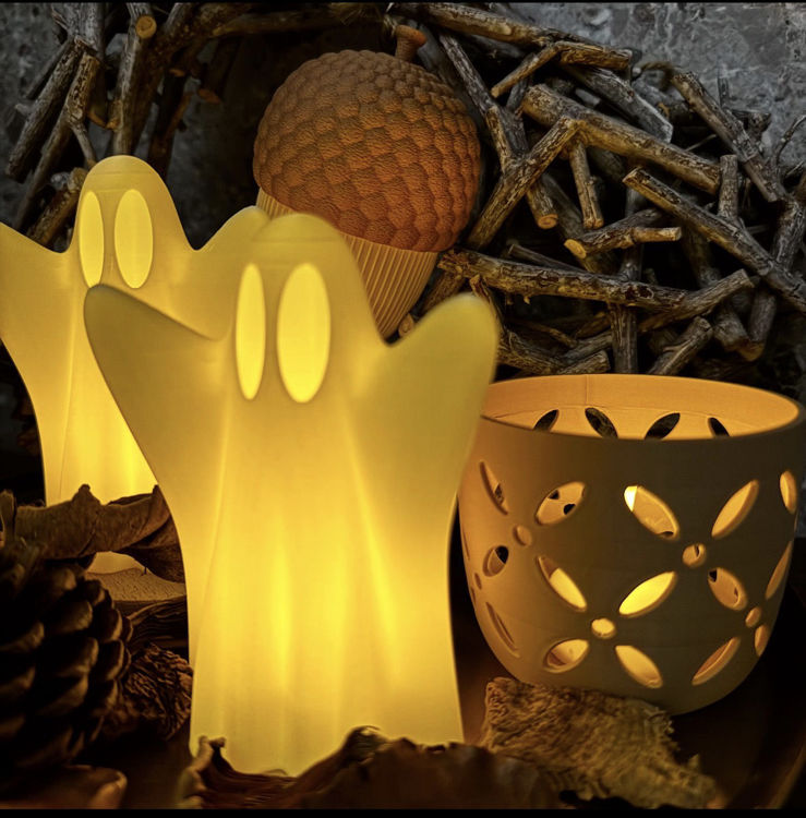 Afbeeldingen van 3D-Geprint Spookje - herfst- en Halloween decoratie.