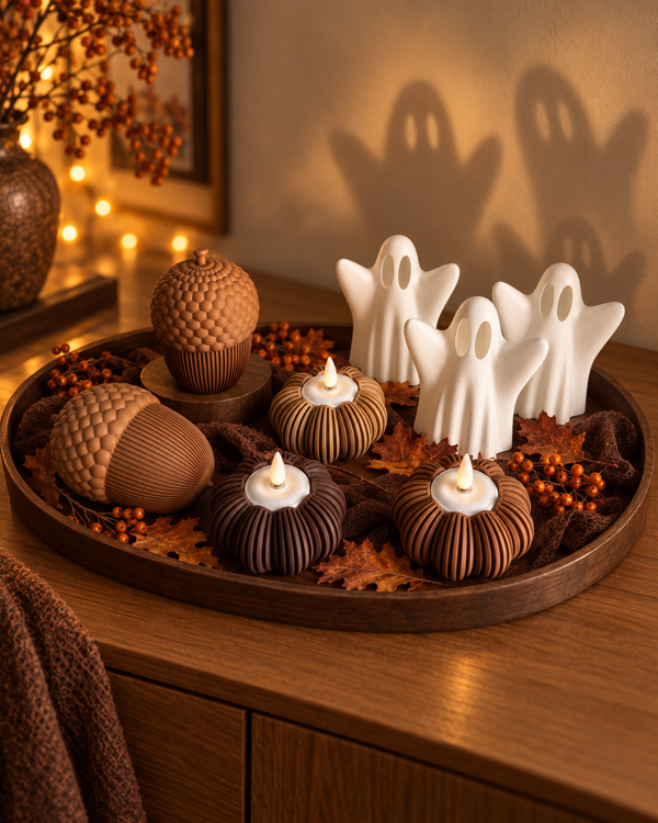 Afbeeldingen van 3D-Geprint Spookje - herfst- en Halloween decoratie.