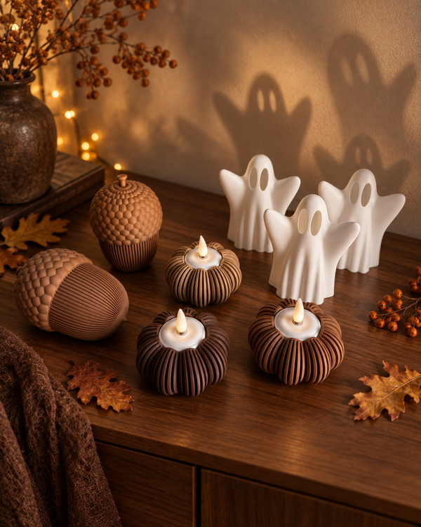 Afbeeldingen van 3D-Geprint Spookje - herfst- en Halloween decoratie.