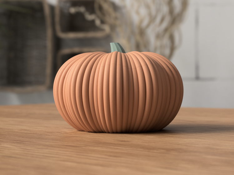 Afbeeldingen van Pompoenpot met deksel – herfstdecoratie - circa 128 mm
