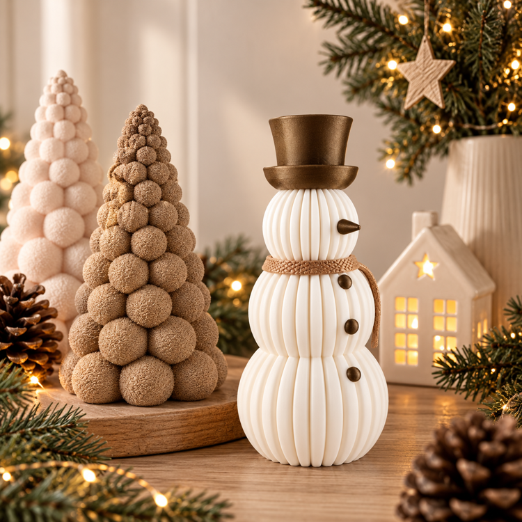 Afbeeldingen van 3D-geprinte sneeuwman | Brons & Latte Brown