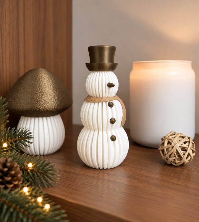 Afbeeldingen van 3D-geprinte sneeuwman | Brons & Latte Brown