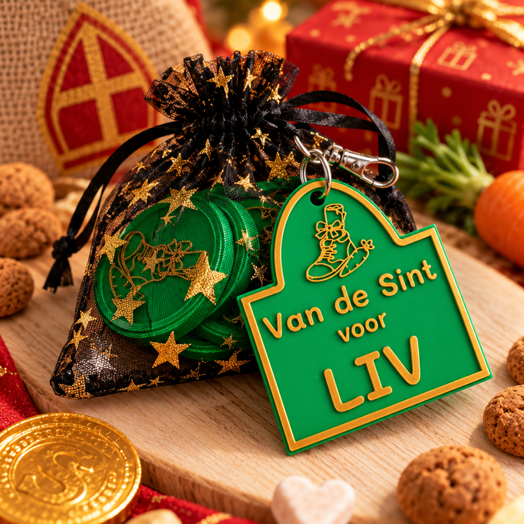 Afbeeldingen van Sint munten met gepersonaliseerde sleutelhanger